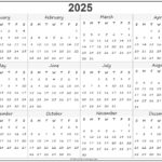 2025 Year Calendar Yearly Printable