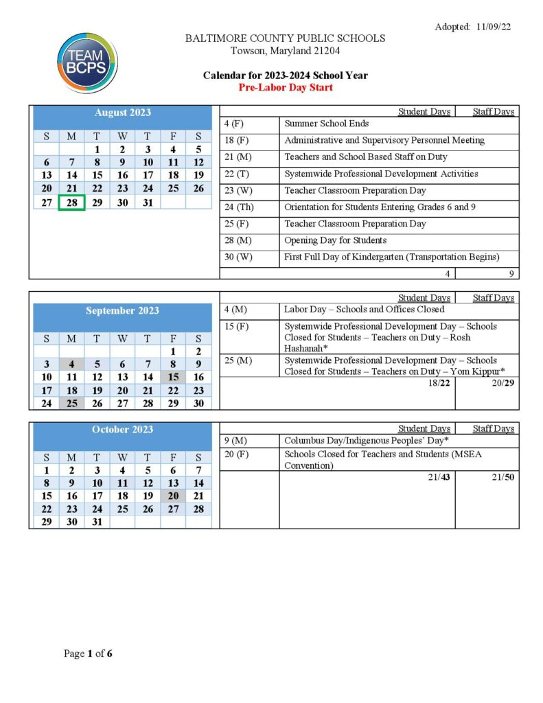 Baltimore City Public Schools Calendar 2025 To 2025 Pdf Nadya Valaria