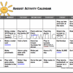 123 Homeschool 4 Me August Activity Calendar For Kids Free Printable