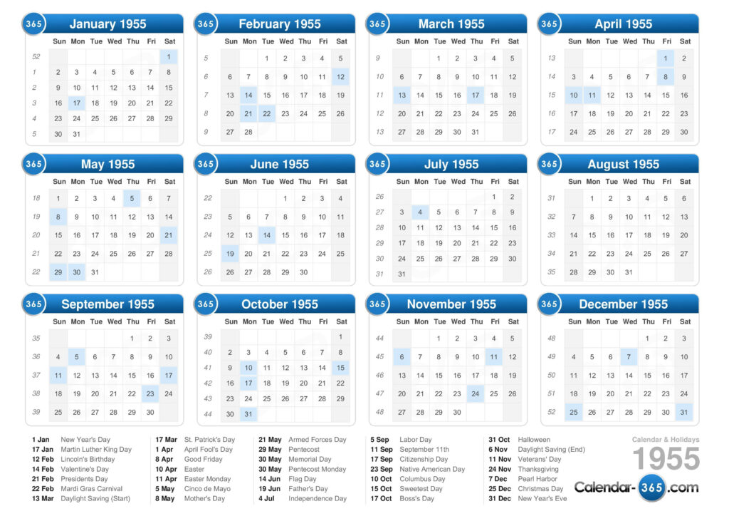 1955 Calendar