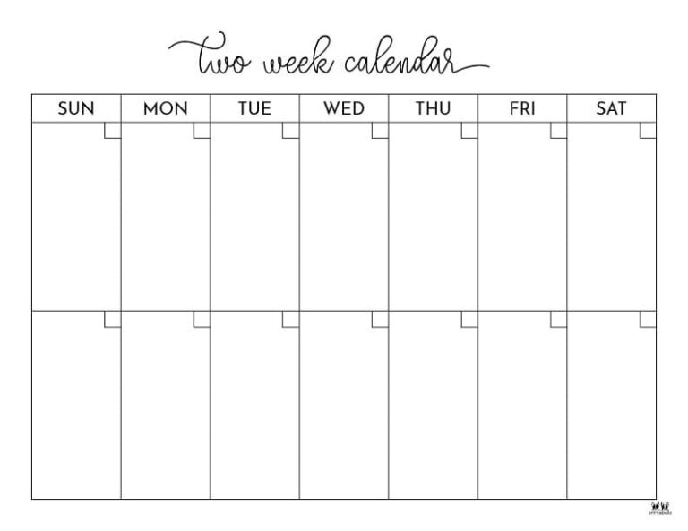 2 Week Calendars 151 FREE Calendars Printabulls