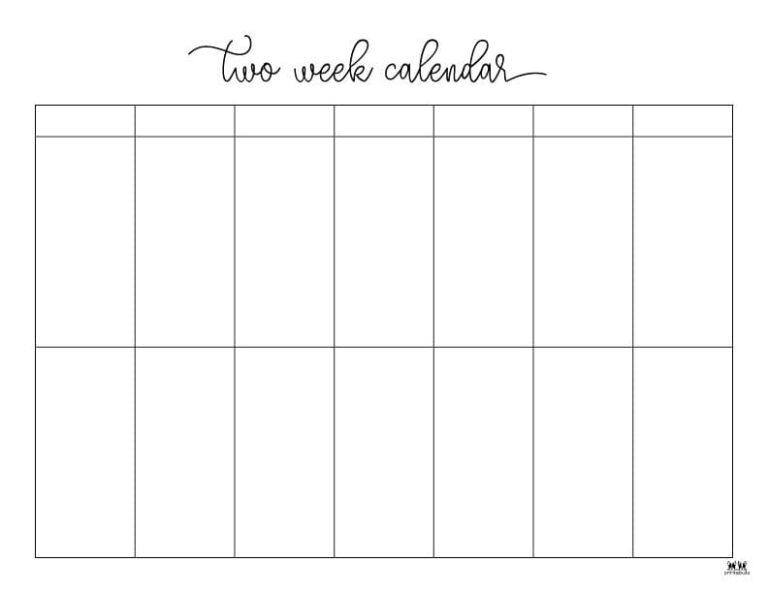 2 Week Calendars 151 FREE Calendars Printabulls