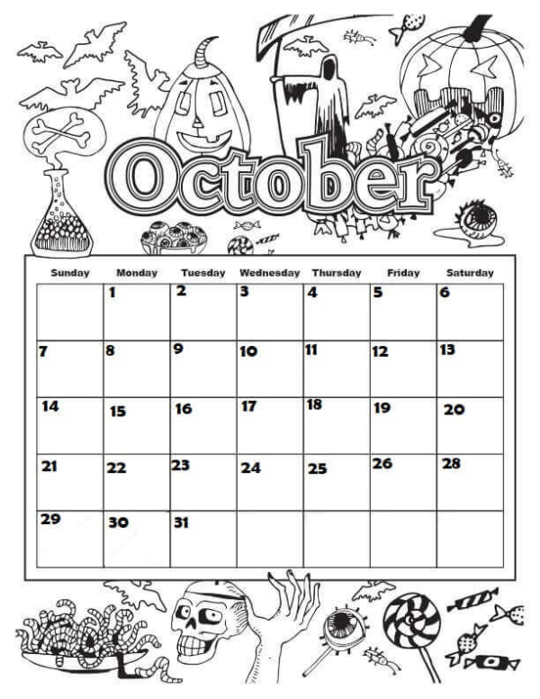 20 Free Printable October Coloring Pages