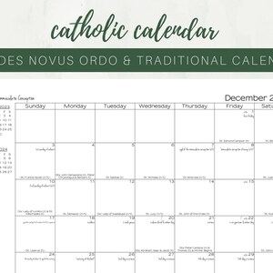 2023 Catholic Calendar Printable Monthly One Page Catholic Etsy