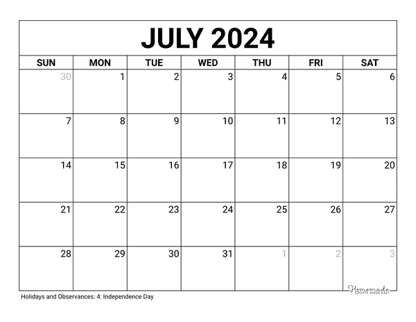 2024 July Calendar Template Printable Word Dec 2024 Calendar Printable