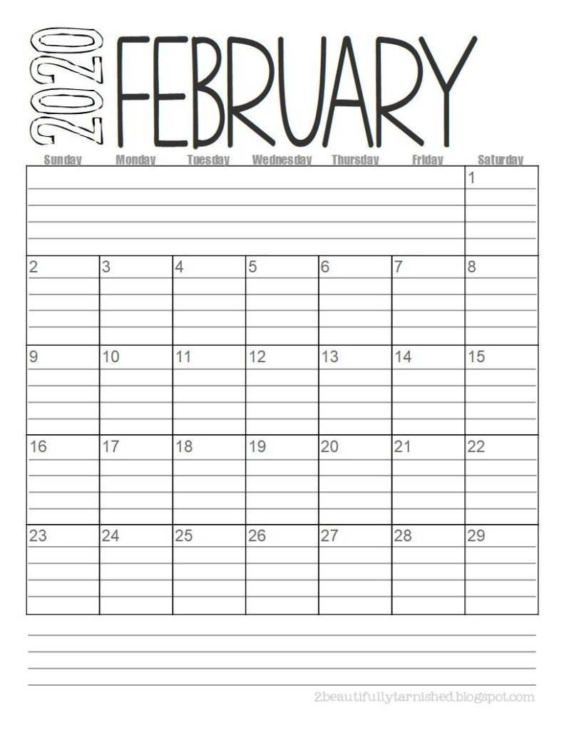 2024 Monthly Calendar Printable With Lines Printable July 20