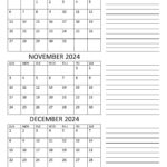 2024 October November December Calendar Printable Calendar 2025