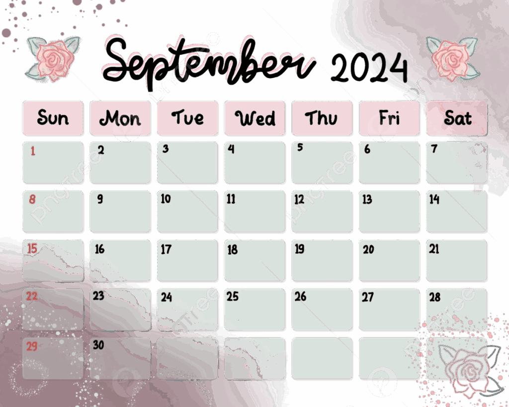 2024 September Calendar Png Berty Veronika