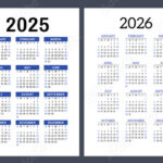 2025 And 2026 Calendar Set Vector Pocket Calender Design Week Starts