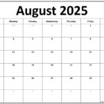 2025 August Calendar With Holidays Template Mia T Damgaard