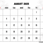 2025 August Calendar With Holidays United States Free Modern Present
