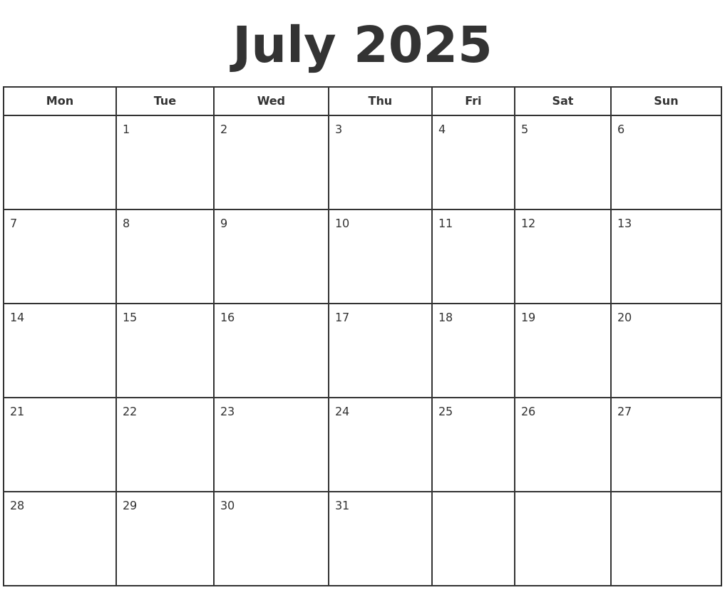 2025 July Calendar Printable Karla N Ravn