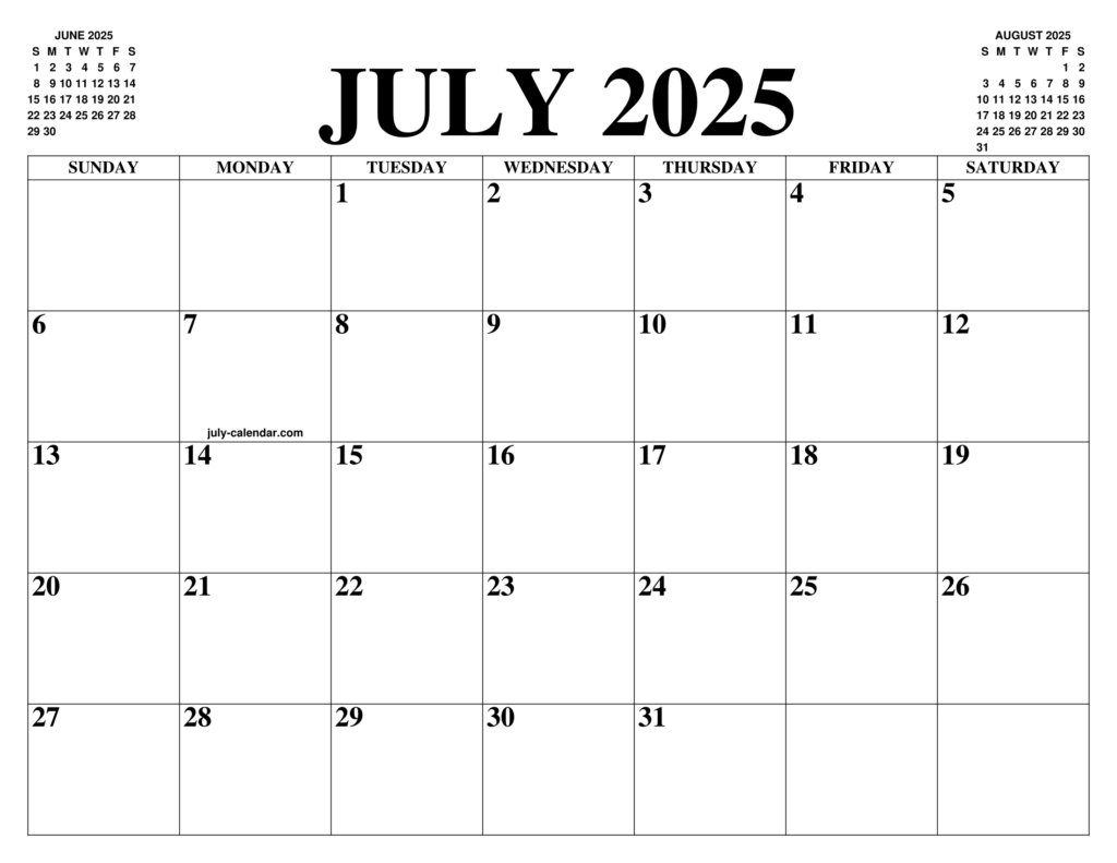 2025 July Calendar Printable Unbelievable Leo Greenup
