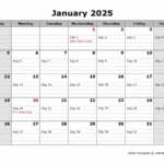 2025 Monthly Julian Calendar Landscape Free Printable Templates