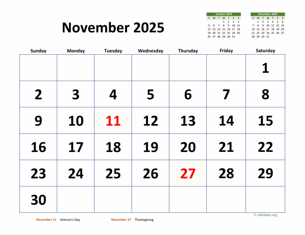 2025 November Calendar With Holidays Homework Answers Jorja Houston