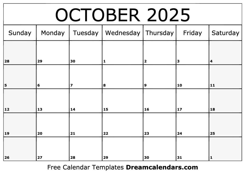 2025 October Calendar Printable Free Pdf Format 2025 Finest Magnificent 