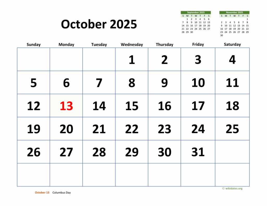 2025 October Calendar Printable Free Pdf Full Stack Bella A OToole