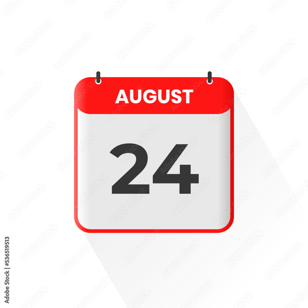 24th August Calendar Icon August 24 Calendar Date Month Icon Vector 