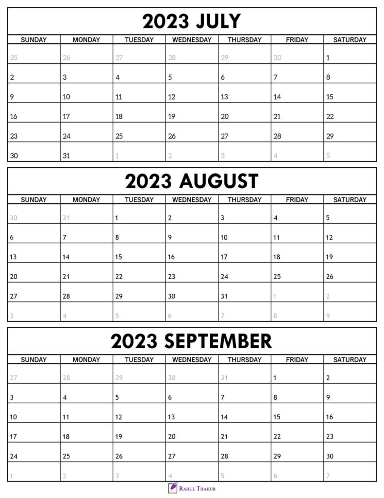 3 Month Calendar July August September 2024 Page Lottie