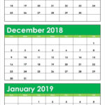 3 Month Calendar November December January Calendar Template 2020