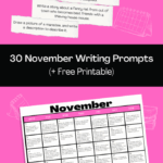 30 November Writing Prompts FREE Calendar Printable Imagine Forest