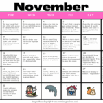 30 November Writing Prompts FREE Calendar Printable Imagine Forest
