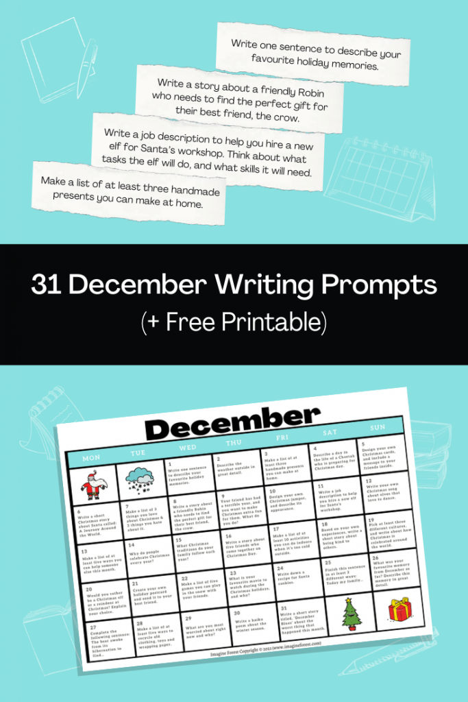 31 December Writing Prompts Free Calendar Printable Imagine Forest