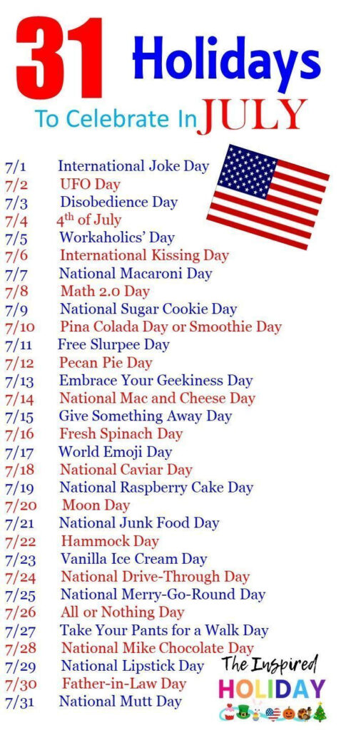 31 Holidays To Celebrate In July Make July Even More Festive With 