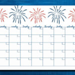 4th Of July Printable Calendar Independence Day Fireworks Etsy