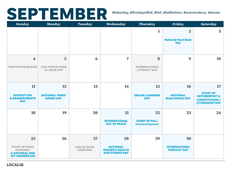 54 September Social Media Holidays Ideas To Spice Up Your Fall LocaliQ