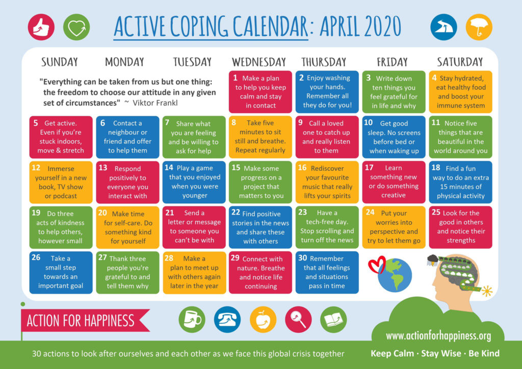 Action For Happiness Calendar October 2025 Janet H Wood