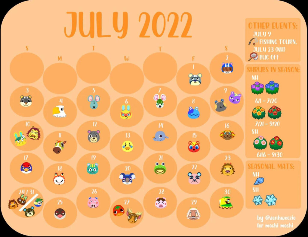 Animal Crossing July Calendar 2024 Printable Calendar 2024
