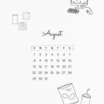 August 2021 Printable Template Vector Month Cute Doodle Drawing