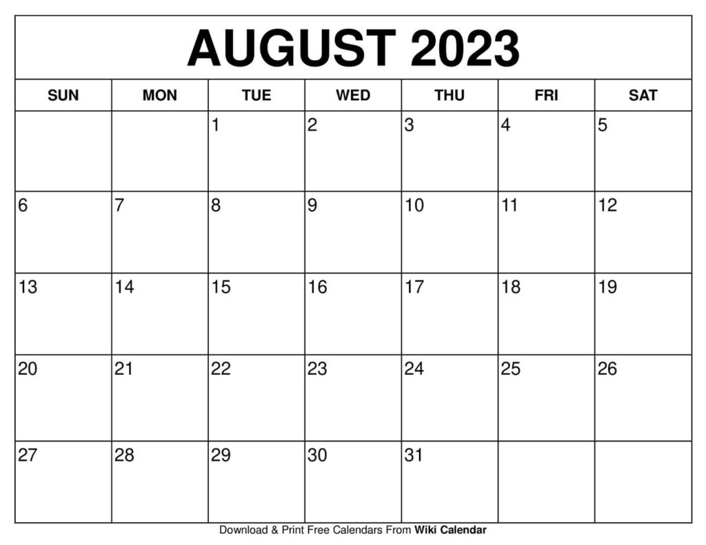 August 2023 Calendar Free Printable Calendar Www vrogue co
