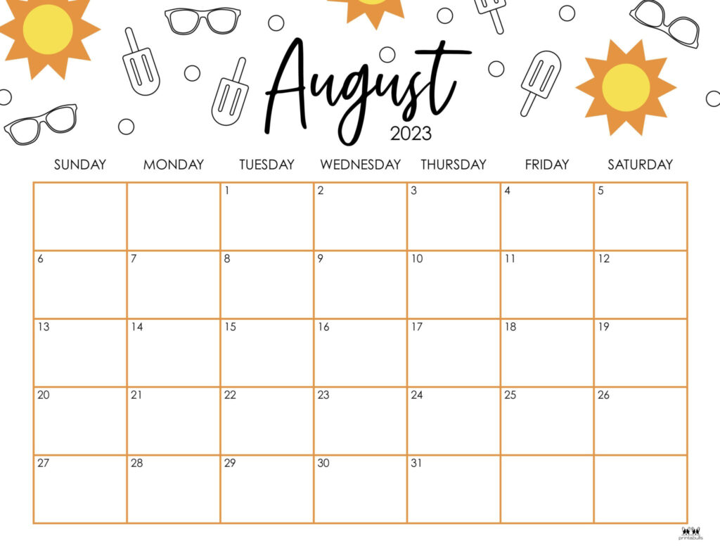 August 2023 Calendars 50 FREE Printables Printabulls