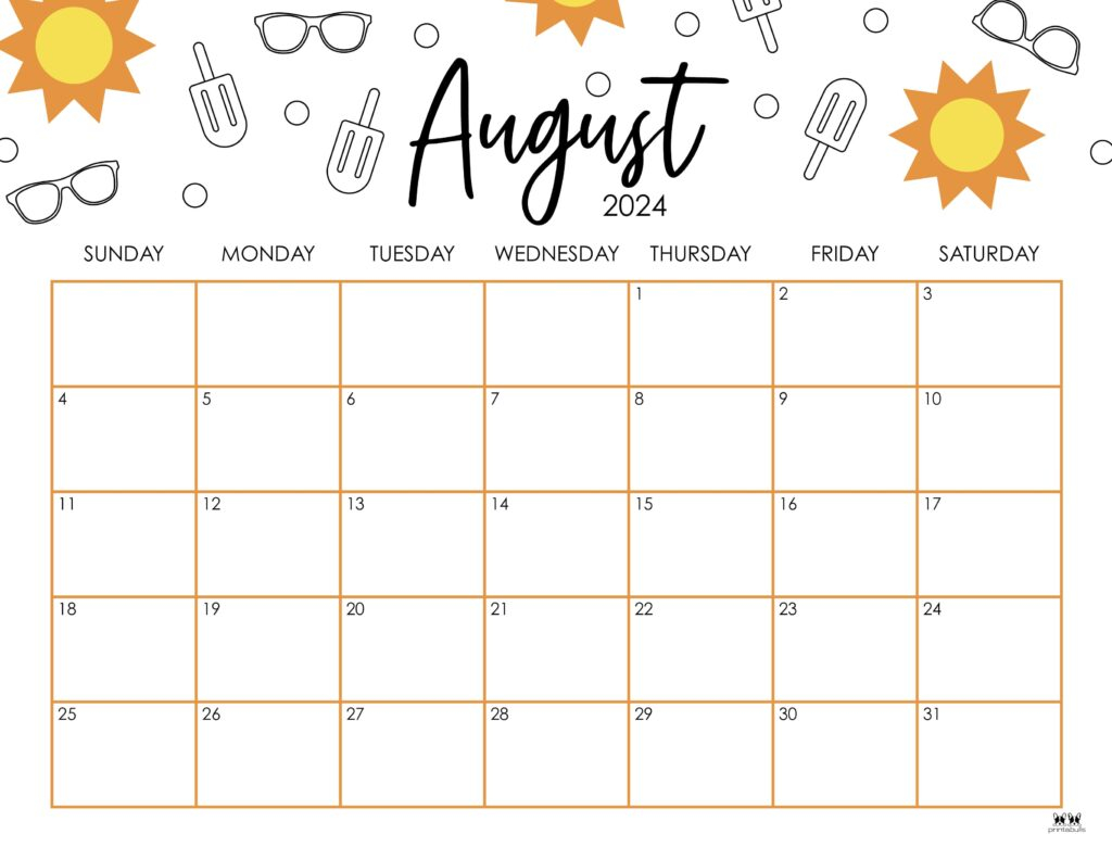 August 2024 Calendar Printabulls Minne Tabatha