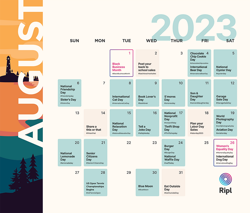 August 2024 Social Media Holiday Content Calendar