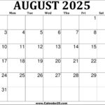 August 2025 Calendar Printable Calendar20