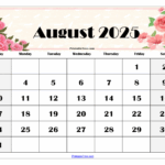 August 2025 Calendar Printable PDF Template With Holidays