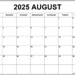 August 2025 Monthly Calendar Printable Free Brianna J Lowrie