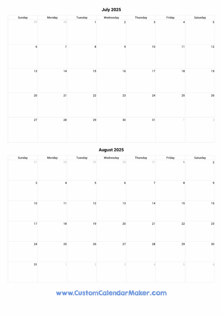 August 2025 To July 2026 Calendar Printable A Comprehensive Guide To 