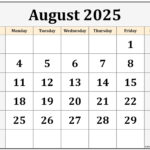 August 2025 To June 2025 Printable Calendar 2025 Jorja Sanger
