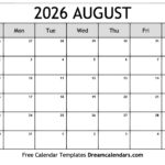 August 2026 Calendar Free Printable With Holidays And Observances