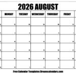 August 2026 Calendar Free Printable With Holidays And Observances