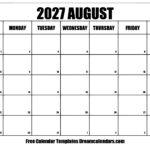 August 2027 Calendar Free Printable With Holidays And Observances