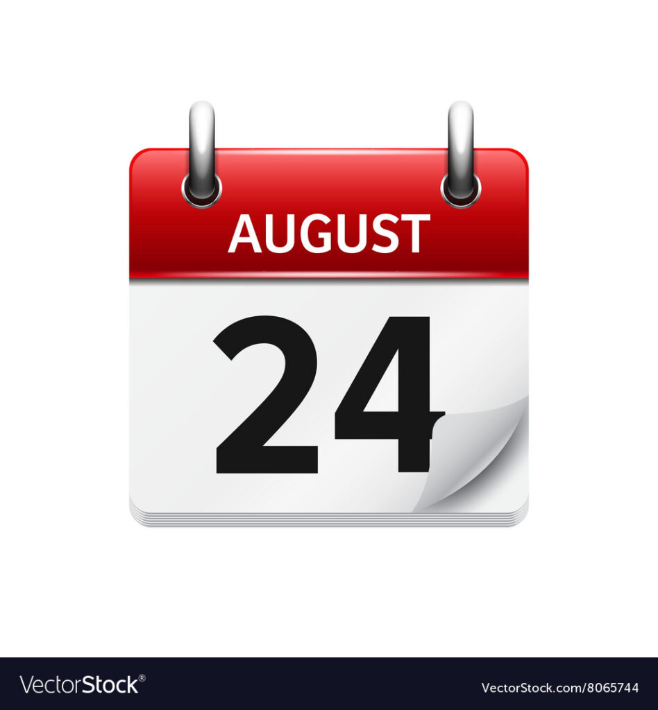 August 24 Flat Daily Calendar Icon Date Royalty Free Vector