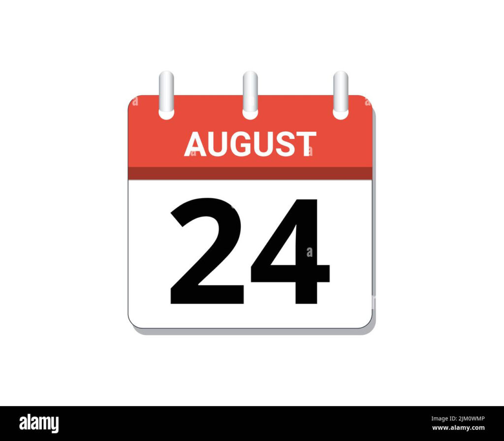 August 24th Calendar Icon Vector Concept Of Schedule Business And 