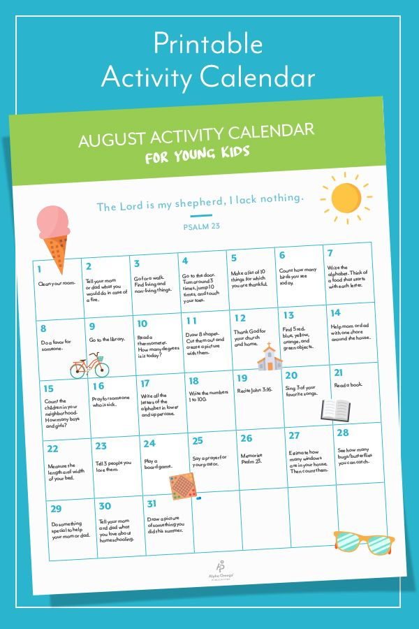 August Activity Calendar For Kids Kids Calendar Summer Fun For Kids 