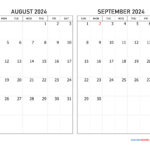 August And September 2024 Calendar Printable Pdf Free Penni Bernelle