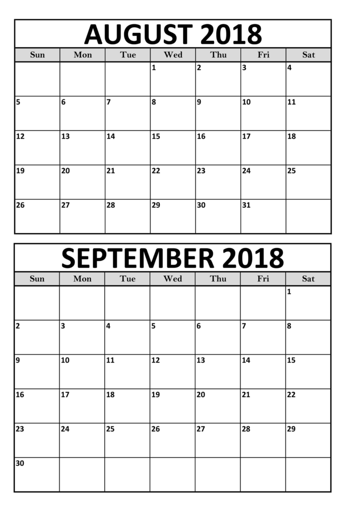 August And September Printable Calendar Printable Templates